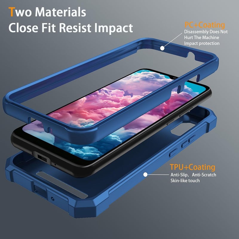 Mocotto for Cloud Mobile Stratus C8 Phone Case with Tempered Glass Screen Protector,Slim Soft Silicone Full-Body Protective Cover (Cloud Mobile Stratus C8,Blue) - Image 3